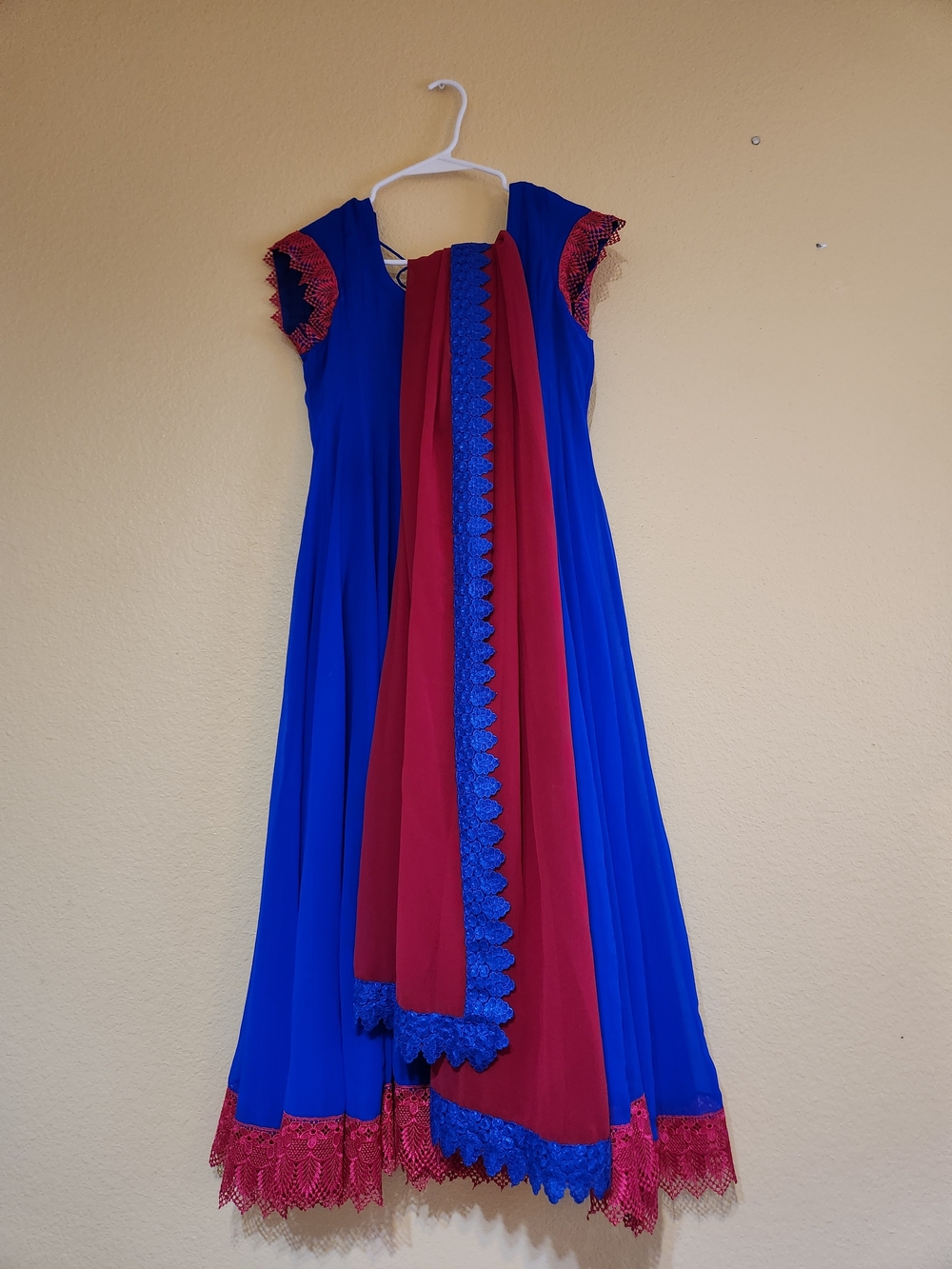 Indian Pakistani Anarkali With Dupatta Royal Blue  N Hot Pink